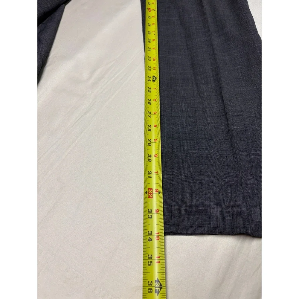 Banana Republic Classic Fit Grey Glen Plaid Wool Blend Dress Pants 33/34 Mens